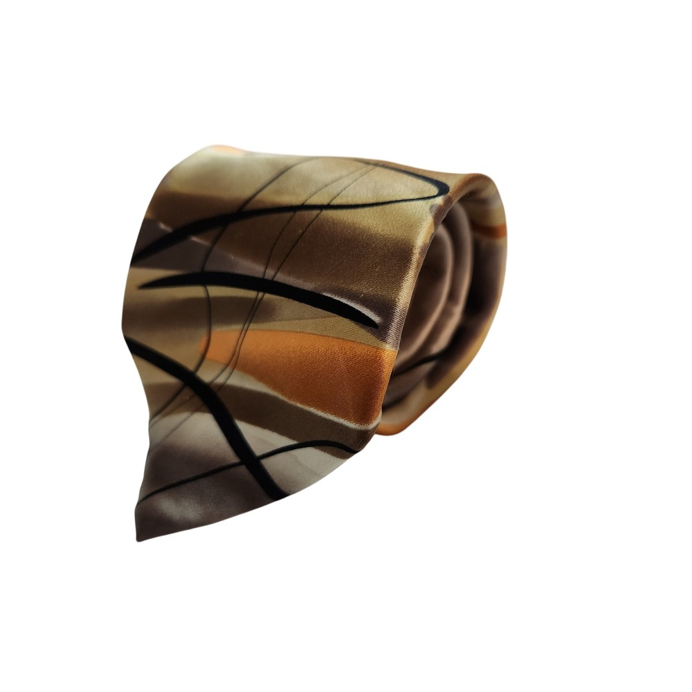 J.‎ Garcia Mens Junglescape Silk Necktie Brown Orange Black Pattern Tie 3.5 x 61